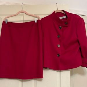 Cherry Red Skirt Suit by Tahari